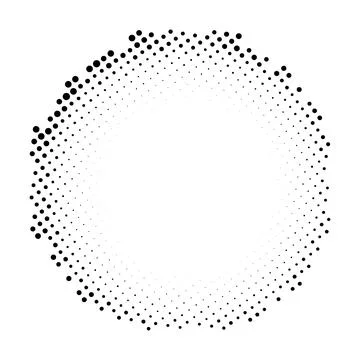 Halftone dotted frame circle. Geometric ornament with circular frame Stock Illustration