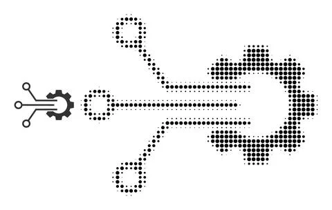Halftone Dotted Gear Sensor Icon 스톡 일러스트