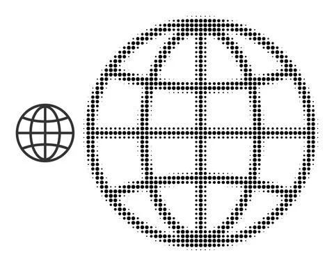 Halftone Dotted Global Sphere Icon Stock Illustration