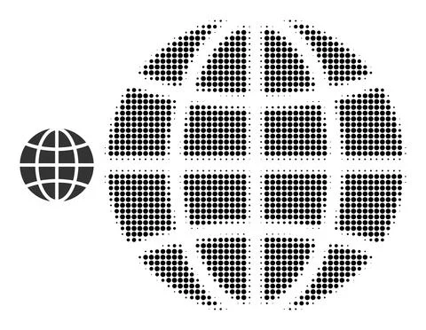 Halftone Dotted Globe Icon Stock Illustration