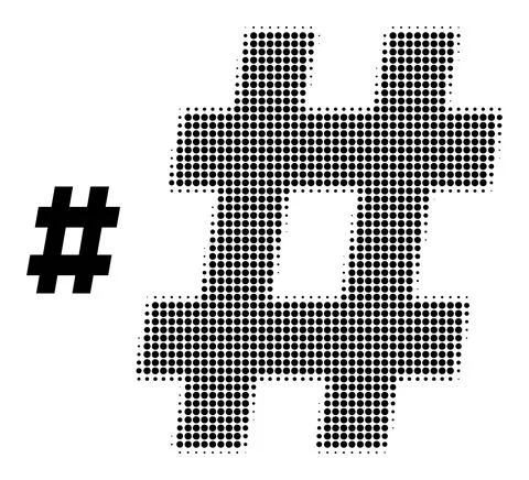 Halftone Dotted Hashtag Icon Stock Illustration
