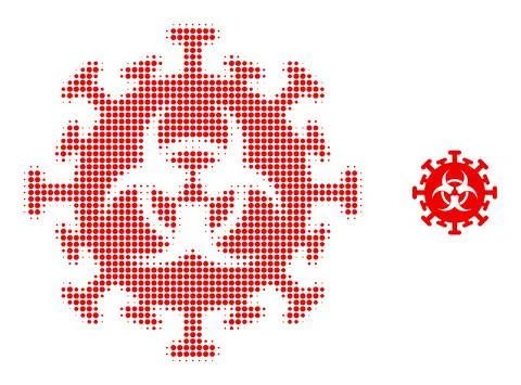 Halftone Dotted Hazard Virus Icon Stock Illustration
