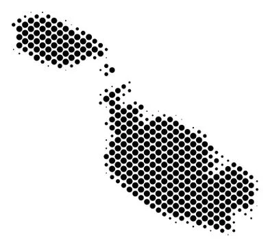 Halftone Dotted Malta Island Map Stock Illustration
