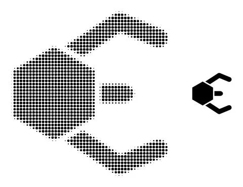 Halftone Dotted Microrobot Icon Stock Illustration