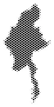 Halftone Dotted Myanmar Map Stockillustratie