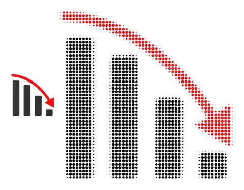 Halftone Dotted Negative Trend Icon Ilustración de archivo