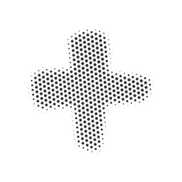 Halftone Dotted plus or cross sign. Vector illustration isolated on white Stock Illustration