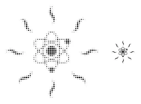 Halftone Dotted Quantum Radiation Icon Illustrazione stock