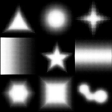 Halftone Dotted Shapes Logo Design Stock Illustration