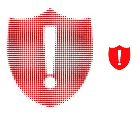 Halftone Dotted Shield Warning Icon Illustrazione stock