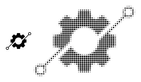 Halftone Dotted Smart Gear Icon 스톡 일러스트