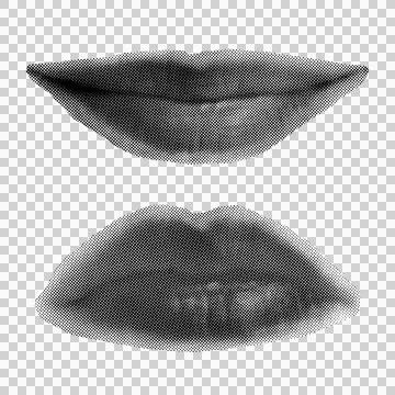 Halftone dotted smiling lips for beauty communication and fashion art colla.. Stock Illustration