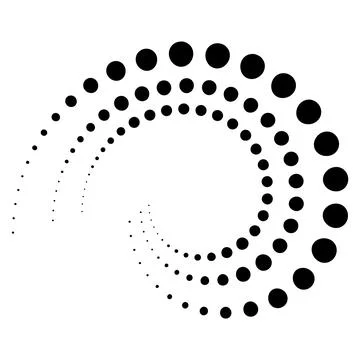 Halftone dotted speed lines circle. Geometric art in circle form. Round swirl Stock Illustration
