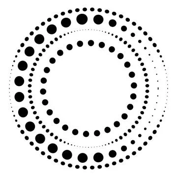 Halftone dotted speed lines circle. Geometric art in circle form. Round swirl Stock Illustration