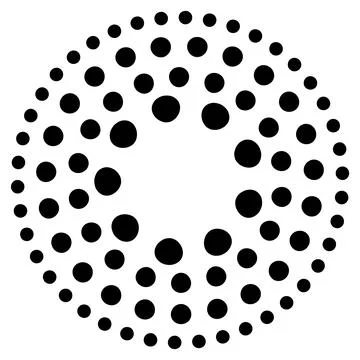 Halftone dotted speed lines circle. Geometric art in circle form. Round swirl Stock Illustration