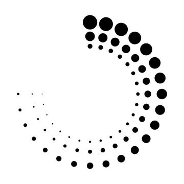 Halftone dotted speed lines circle. Geometric art in circle form. Round swirl Stock Illustration
