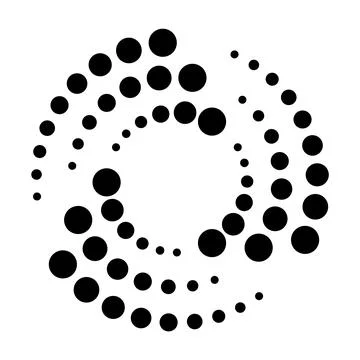 Halftone dotted speed lines circle. Geometric art in circle form. Round swirl Stock Illustration