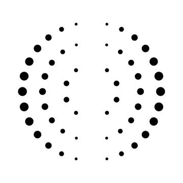 Halftone dotted speed lines circle. Geometric art in circle form. Round swirl Stock Illustration