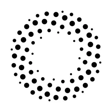 Halftone dotted speed lines circle. Geometric art in circle form. Round swirl Stock Illustration