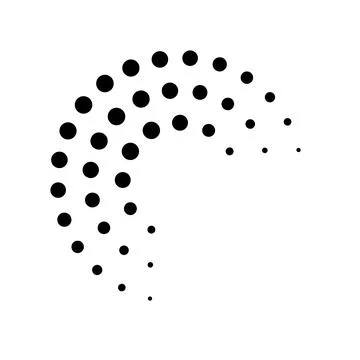 Halftone dotted speed lines circle. Geometric art in circle form. Round swirl Stock Illustration