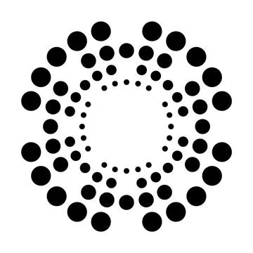 Halftone dotted speed lines circle. Geometric art in circle form. Round swirl Stock Illustration