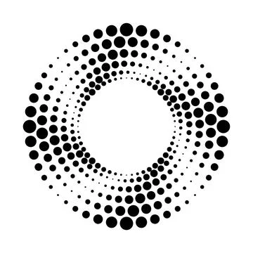 Halftone dotted speed lines circle. Geometric art in circle form. Round swirl 스톡 일러스트