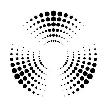 Halftone dotted speed lines circle. Geometric art in circle form. Round swirl 스톡 일러스트