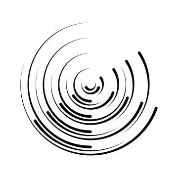 Halftone dotted speed lines circle. Geometric art in circle form. Round swirl Stock Illustration