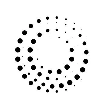 Halftone dotted speed lines circle. Geometric art in circle form. Round swirl Stock Illustration