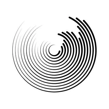 Halftone dotted speed lines circle. Geometric art in circle form. Round swirl Stock Illustration