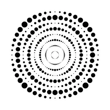 Halftone dotted speed lines circle. Geometric art in circle form. Round swirl 스톡 일러스트