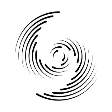 Halftone dotted speed lines circle. Geometric art in circle form. Round swirl Stock Illustration