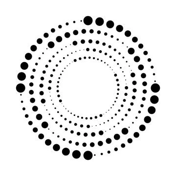Halftone dotted speed lines circle. Geometric art in circle form. Round swirl 库存插图