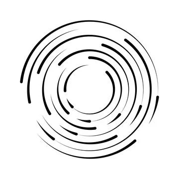 Halftone dotted speed lines circle. Geometric art in circle form. Round swirl Stock Illustration