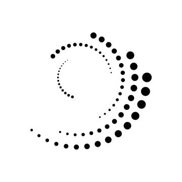Halftone dotted speed lines circle. Geometric art in circle form. Round swirl Stock Illustration