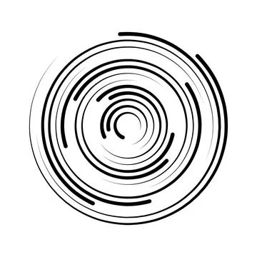 Halftone dotted speed lines circle. Geometric art in circle form. Round swirl Stock Illustration