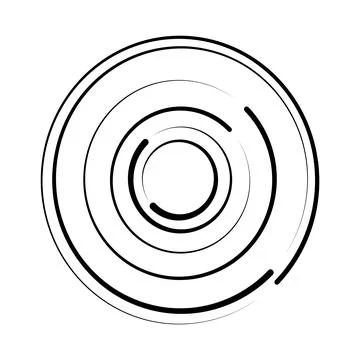 Halftone dotted speed lines circle. Geometric art in circle form. Round swirl Stock Illustration