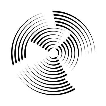 Halftone dotted speed lines circle. Geometric art in circle form. Round swirl Stock Illustration