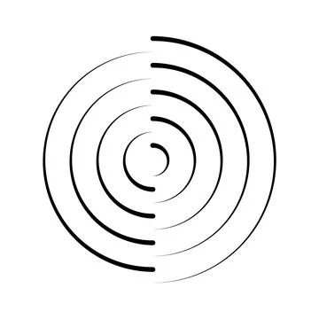 Halftone dotted speed lines circle. Geometric art in circle form. Round swirl Stock Illustration