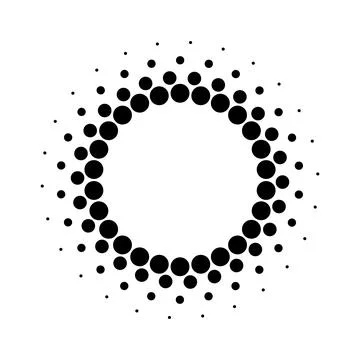 Halftone dotted speed lines circle. Geometric art in circle form. Round swirl Stock Illustration