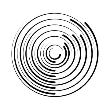 Halftone dotted speed lines circle. Geometric art in circle form. Round swirl Stock Illustration