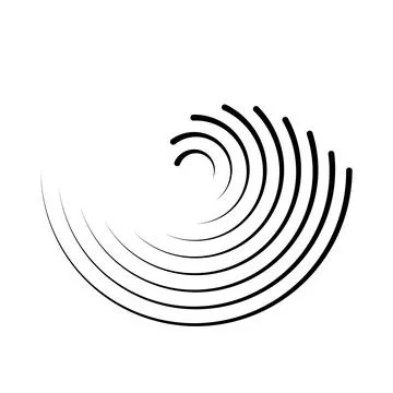 Halftone dotted speed lines circle. Geometric art in circle form. Round swirl Stock Illustration