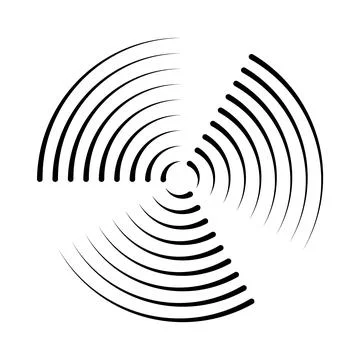 Halftone dotted speed lines circle. Geometric art in circle form. Round swirl Stock Illustration