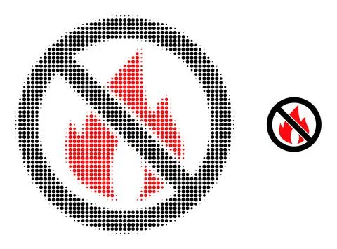 Halftone Dotted Stop Fire Icon Illustrazione stock