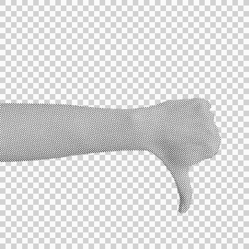 Halftone dotted thumb down gesture for negative feedback and failure collag.. Stock Illustration