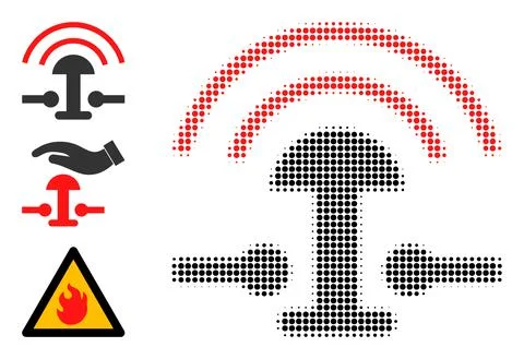 Halftone Dotted Vector Alarm Button Ring Icon Illustrazione stock