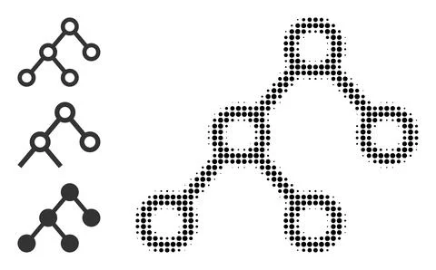 Halftone Dotted Vector Binary Connections Icon Stockillustratie