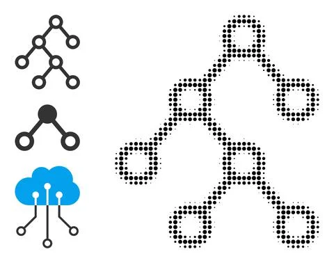 Halftone Dotted Vector Binary Tree Icon 库存插图