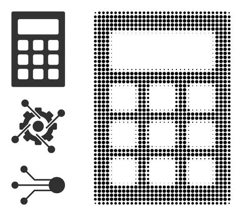 Halftone Dotted Vector Calculator Icon Illustrazione stock