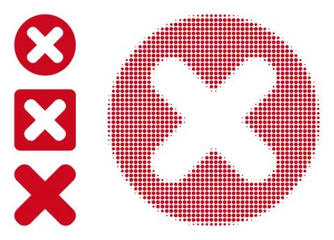 Halftone Dotted Vector Cancel Icon 스톡 일러스트
